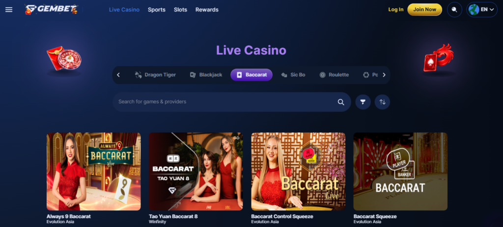 Live Baccarat Dealer – Professional Tables at GemBet
