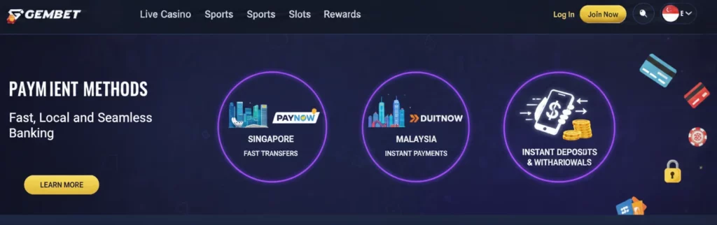 Payment Methods GemBet for Singapore and Malaysia