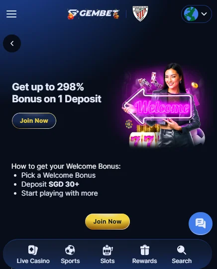 GemBet welcome bonus for new players SG/MY